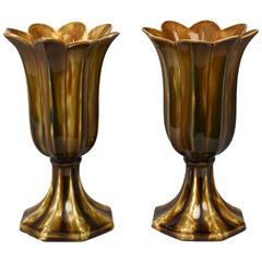 Antique Assembled Pair of Bennington Tulip Vases
