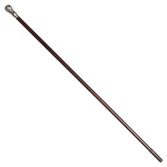 Antique Victorian French Sterling Silver-Mounted Wooden Cane/Walking Stick