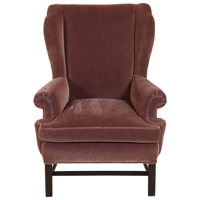 French Style Mohair Club Chair, Plum Color For Sale at 1stdibs