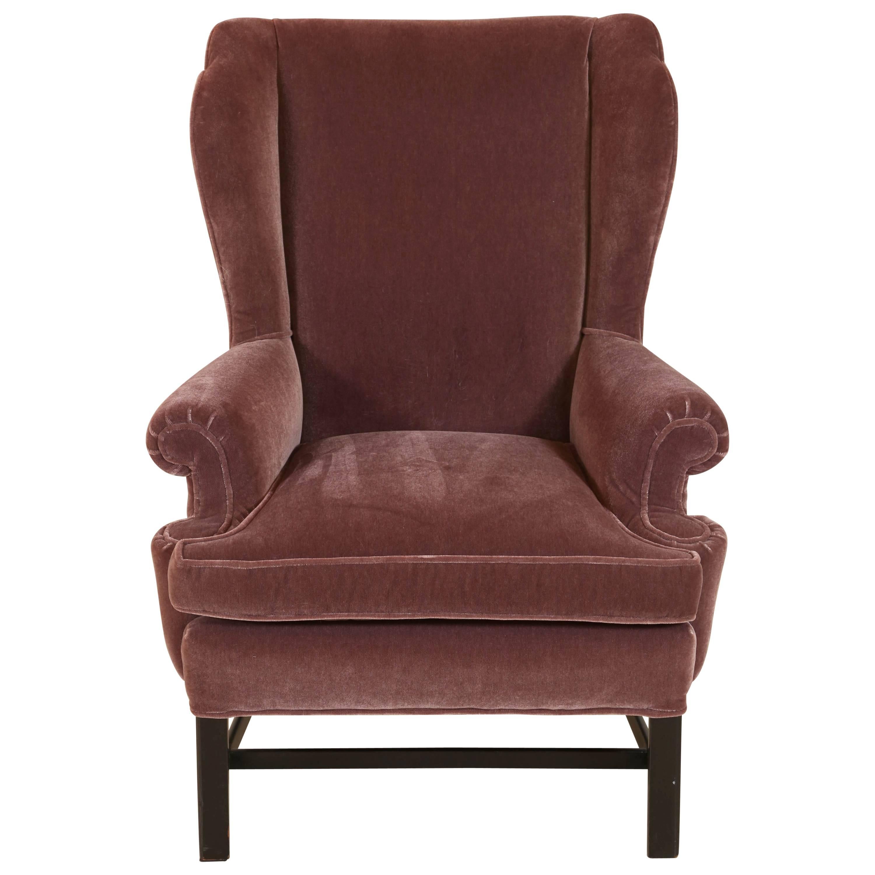 French Style Mohair Club Chair, Plum Color