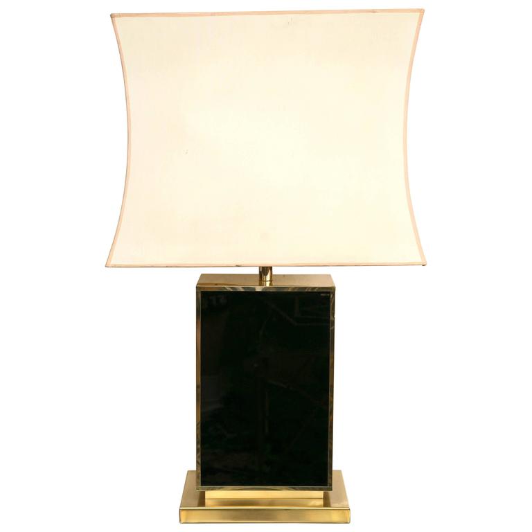 Black Lacquer and Gold Tone Table Lamp 