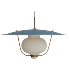 Lamp in Metal and Opal Glass