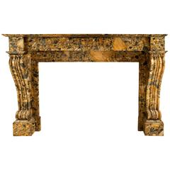 Yellow and Black Marble Fireplace, 19th Century