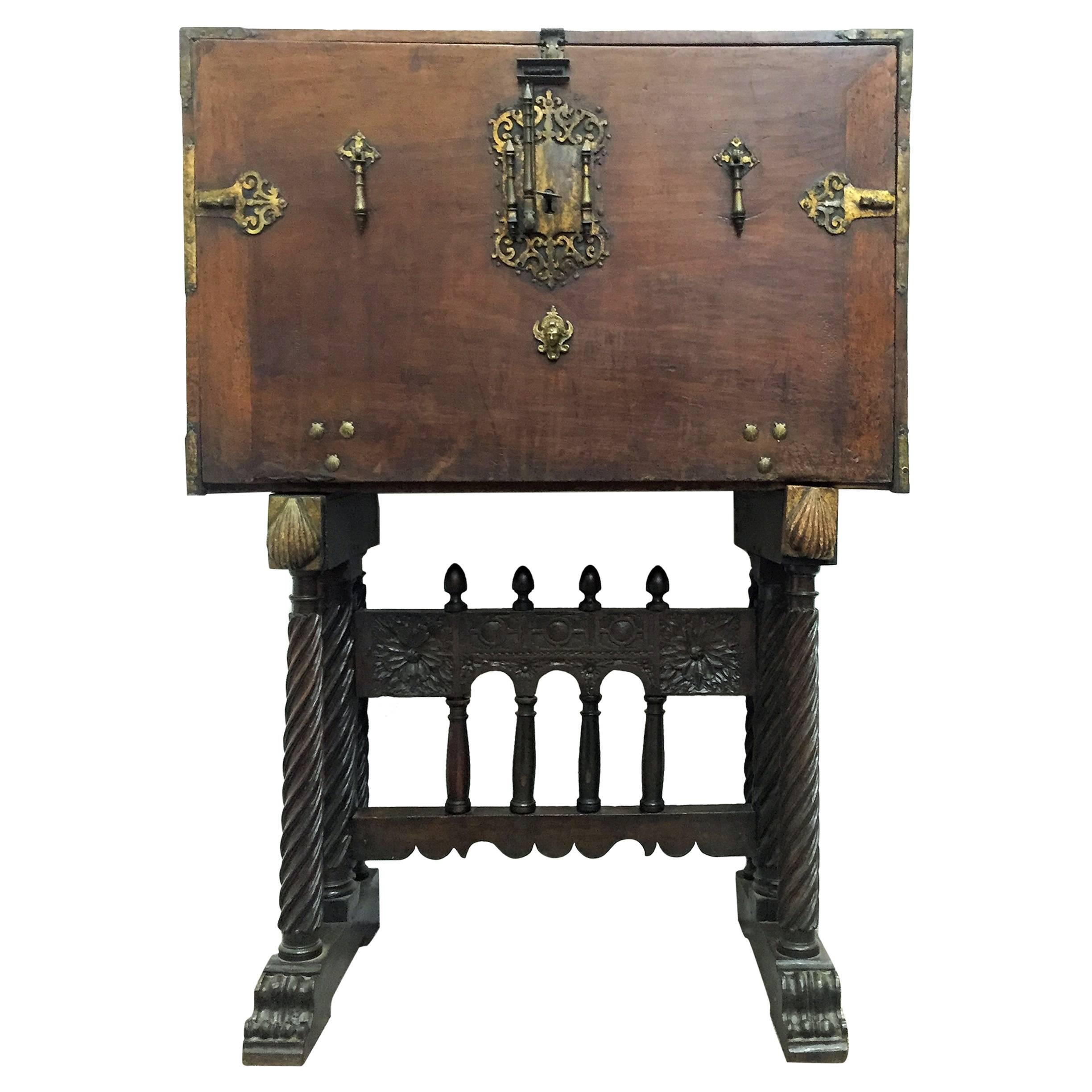 Bargueno of columns with foot bridge, Spain, seventeenth century/Cabinet on sta