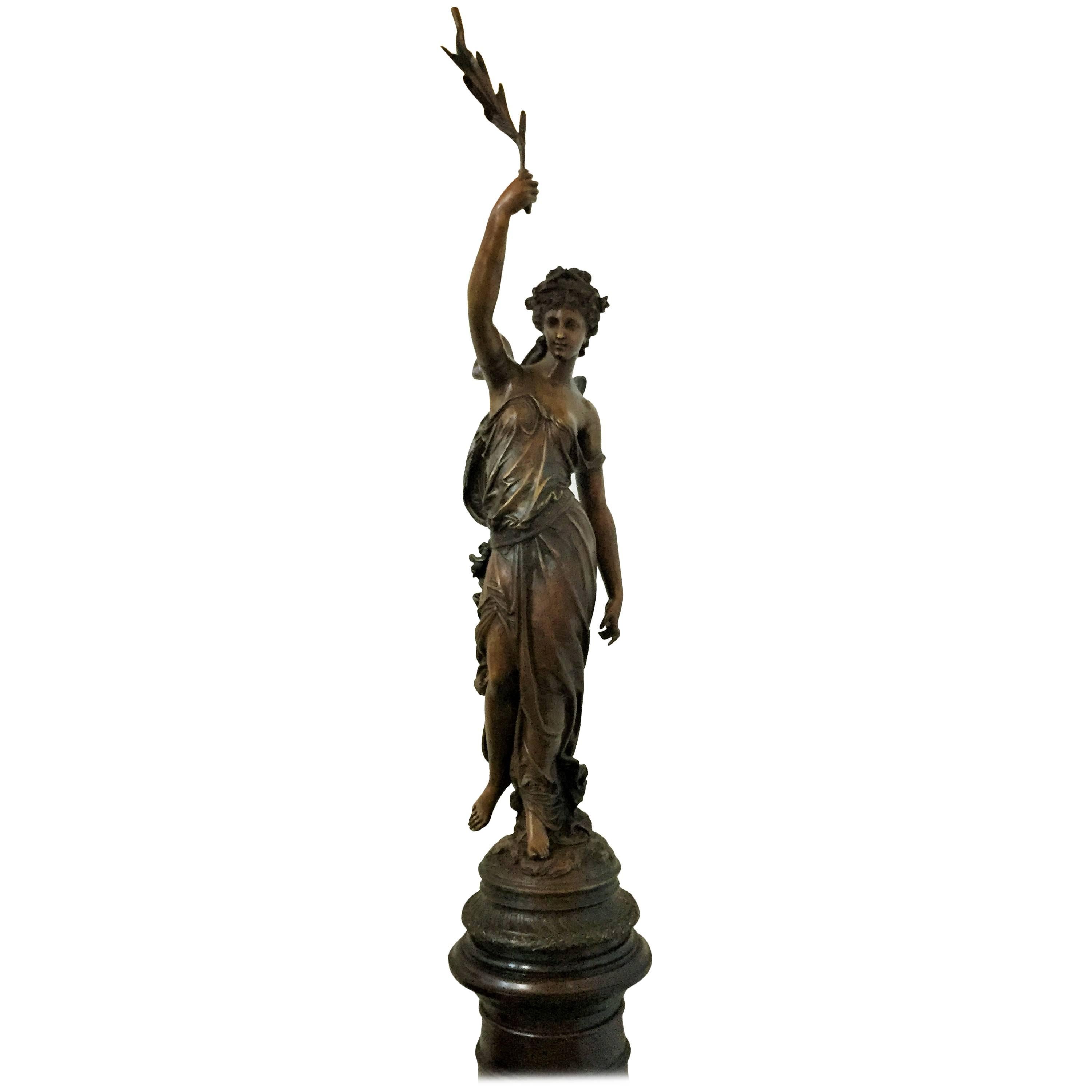 Monumental Spanish Bronze Lady Sculpture by Barbediene Fundition For Sale