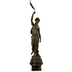 Monumental Spanish Bronze Lady Sculpture by Barbediene Fundition