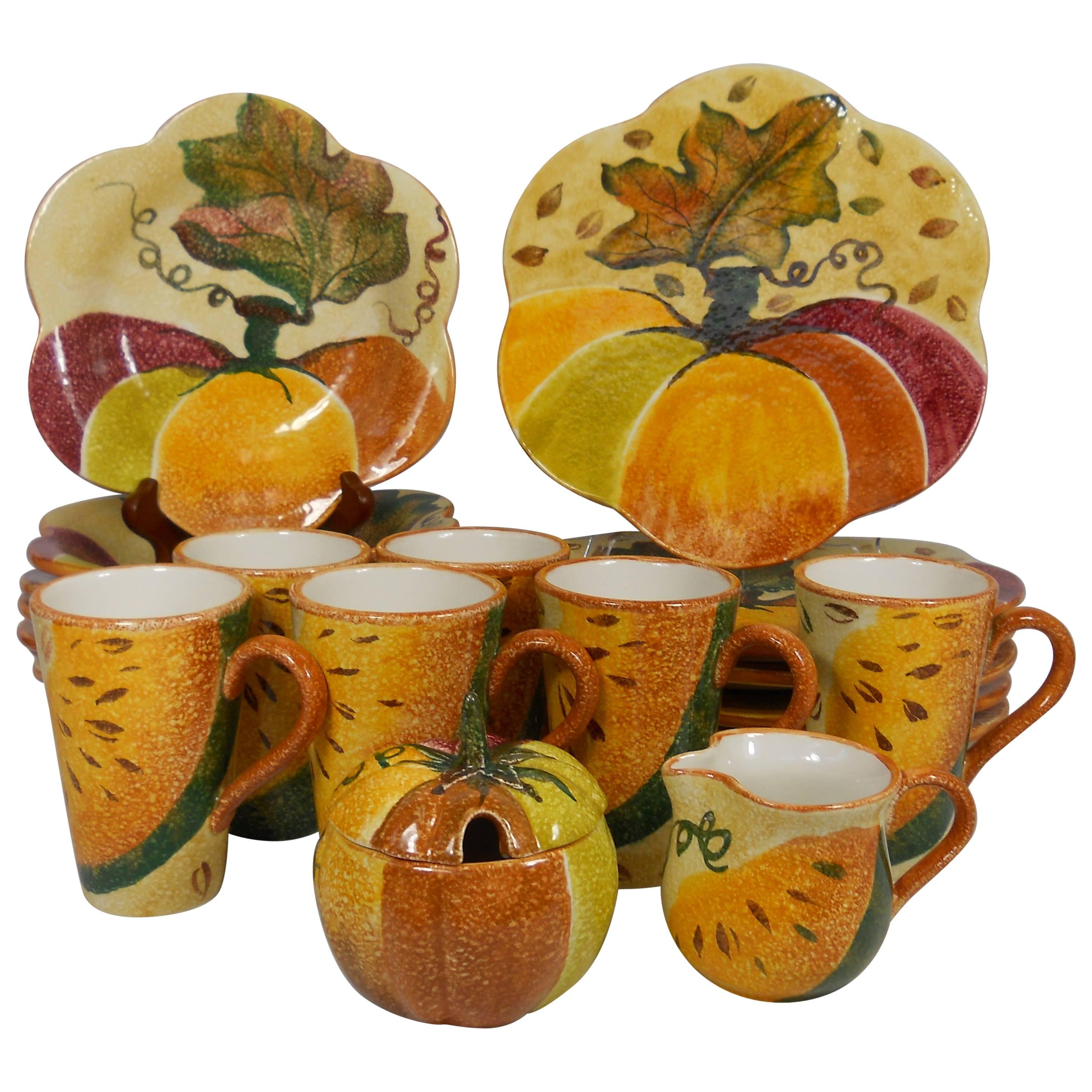Modigliani Made in Italy "Pumpkin" Pattern Twenty-One-Piece Service for Six For Sale
