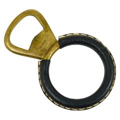 Vintage Carl Aubock Brass Leather Bottle Opener, Austria, 1950s
