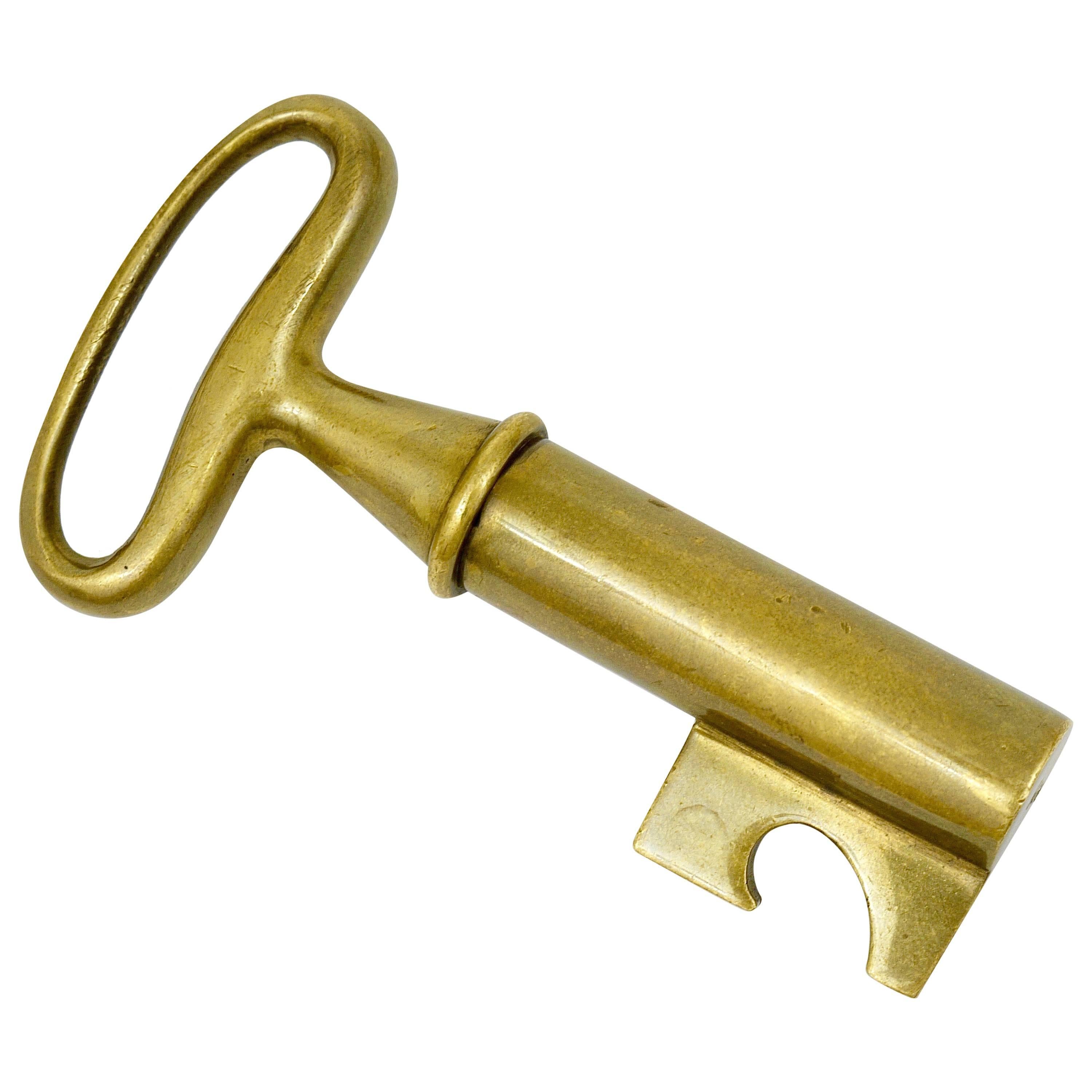 Carl Aubock Brass Key Cork Screw, Bottle Opener, Austria, 1950s
