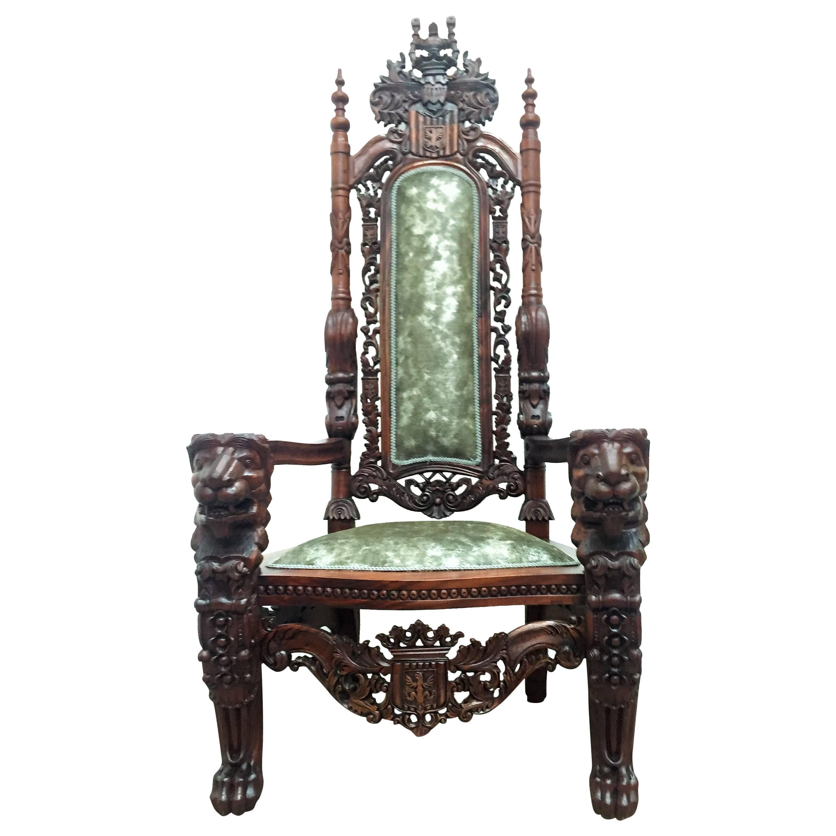 20th Century Monumental Throne Chair