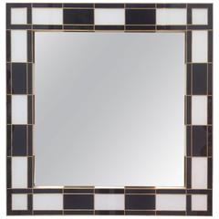 Black and White Glass Mirror. Mirrored 10
