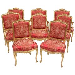 Rare Set of Louis XV Style Giltwood Seats