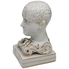 Antique English Pottery Phrenology Head Quill or Pen Holder, circa 1835-1845