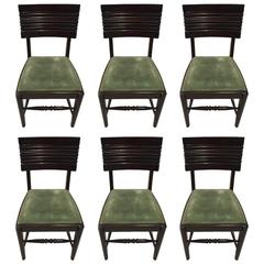 Vintage Six Gaston Poisson Attributed French Art Deco Dining Chairs