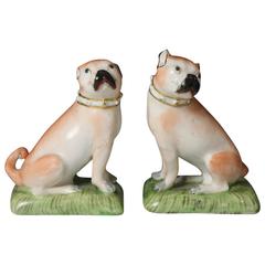 Antique Pair of Derby Porcelain Figures of Pug Dogs, English, circa 1800