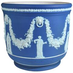 Grand pot ou jardinière Wedgwood en jaspe bleu