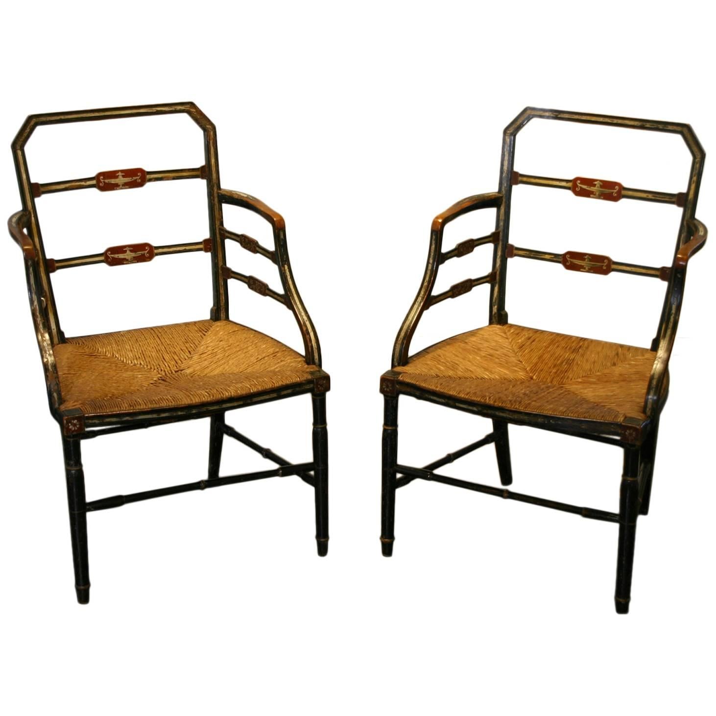 Pair of Regency Painted Armchairs