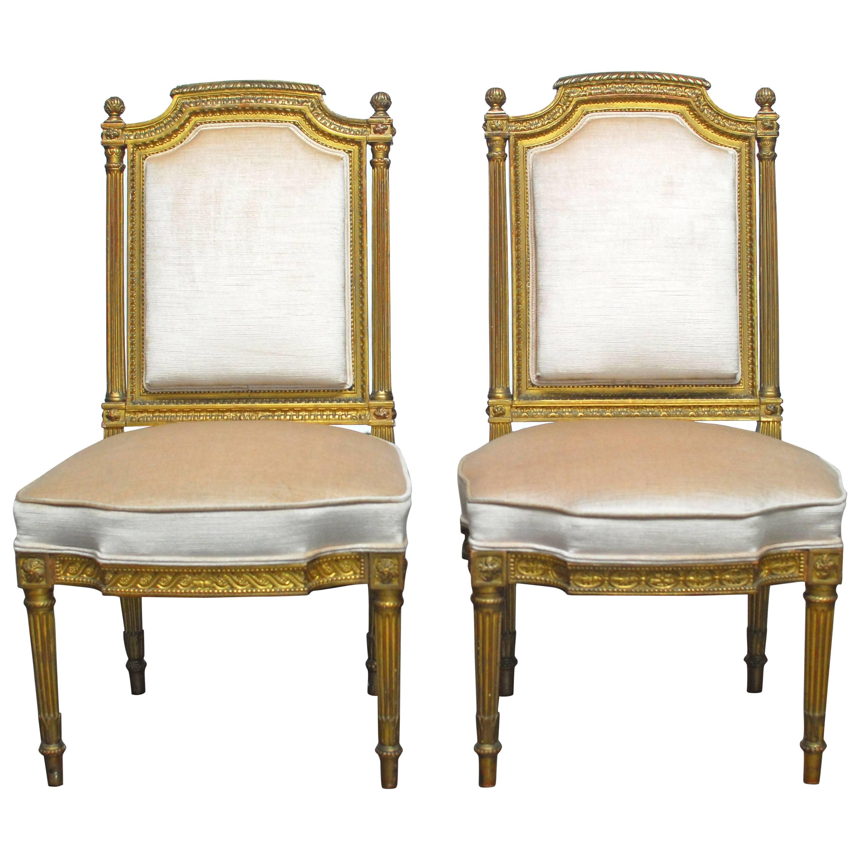 19th Century Louis XVI Giltwood Hall Chairs