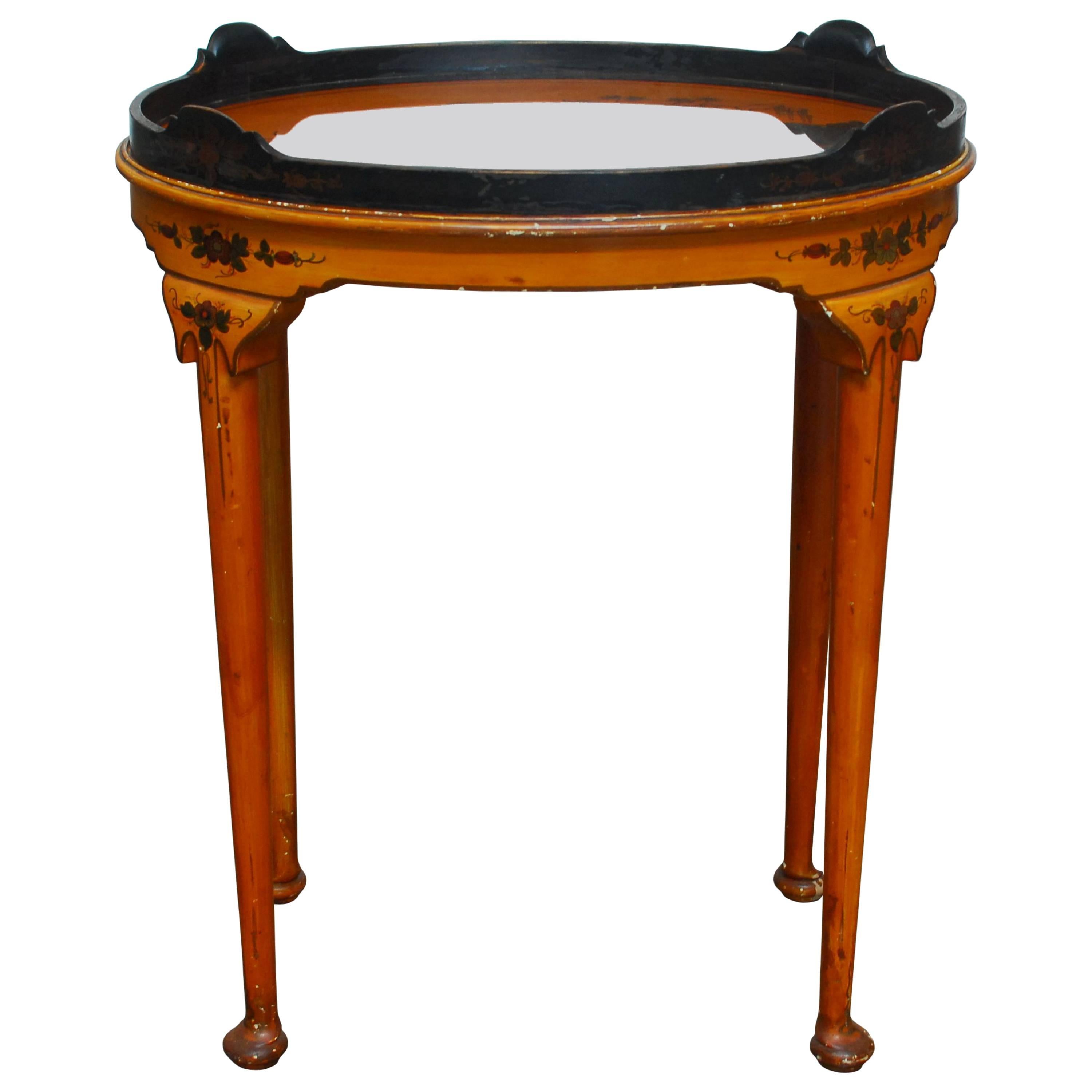 Queen Anne Style Chinoiserie Tea Table For Sale