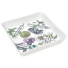 Italian Fornasetti Porcelain "Botanica Pratica" Square Bowl or Serving Piece 11
