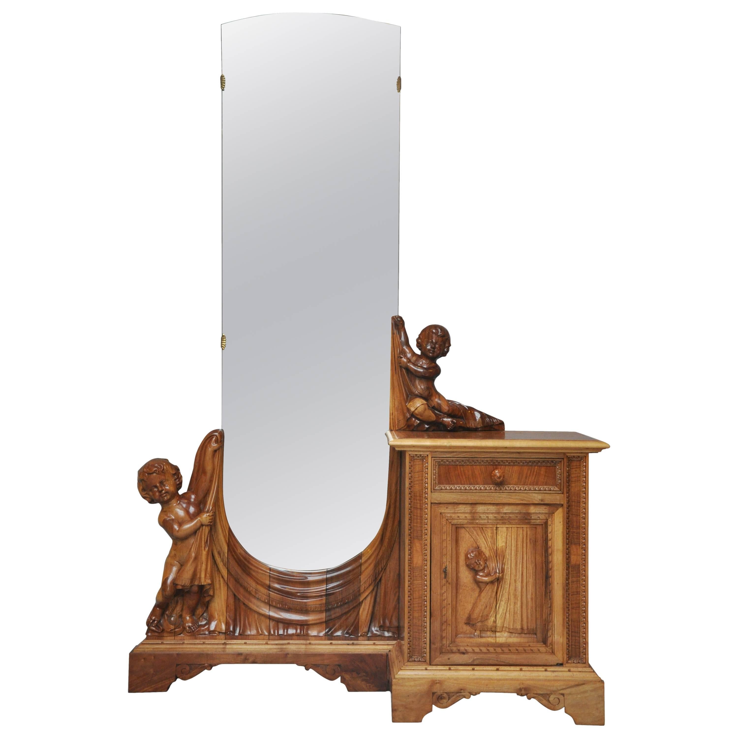 19th Century Venetian Putti Dressing Table and Mirror For Sale