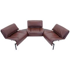 Vico Magistretti for Cassina Veranda Three Seat Modular Sofa in Brown Leather