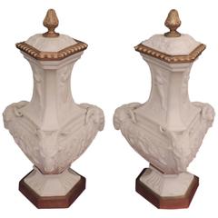 Pair of Mid-19th Century Sevres Porcelian and Bronze Urns