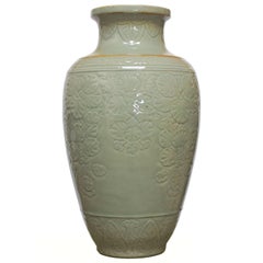Retro Chinese Longquan Style Celadon Vase