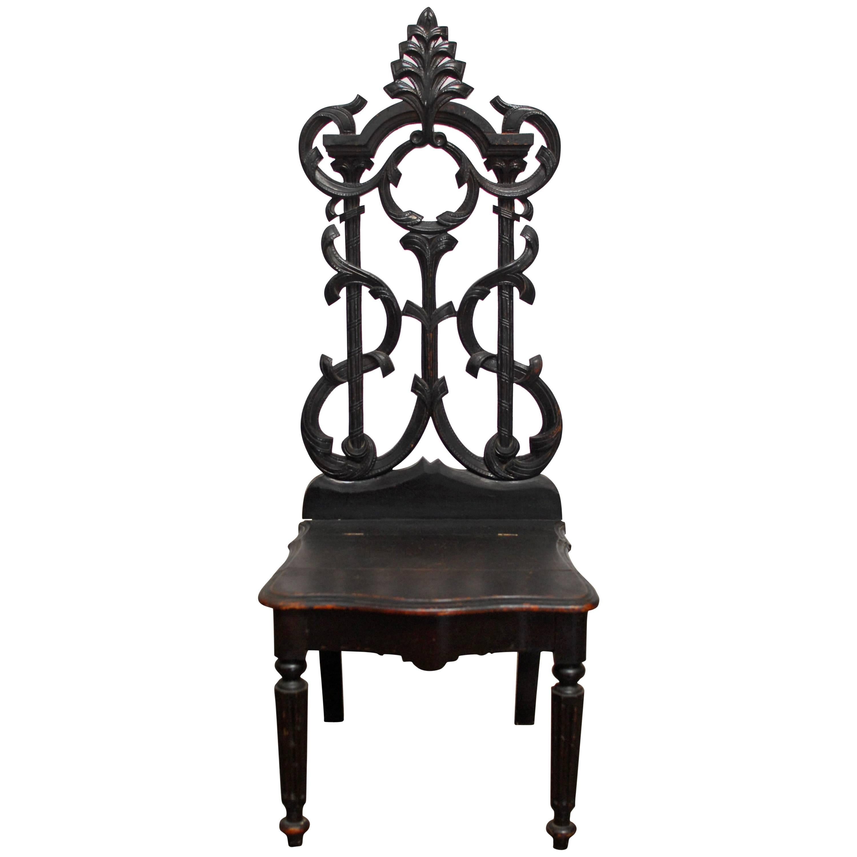 19th Century German Carved Hall Chair