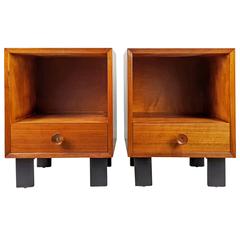 Classic Midcentury Nightstands with Biscuit Pulls by George Nelson, 1950s
