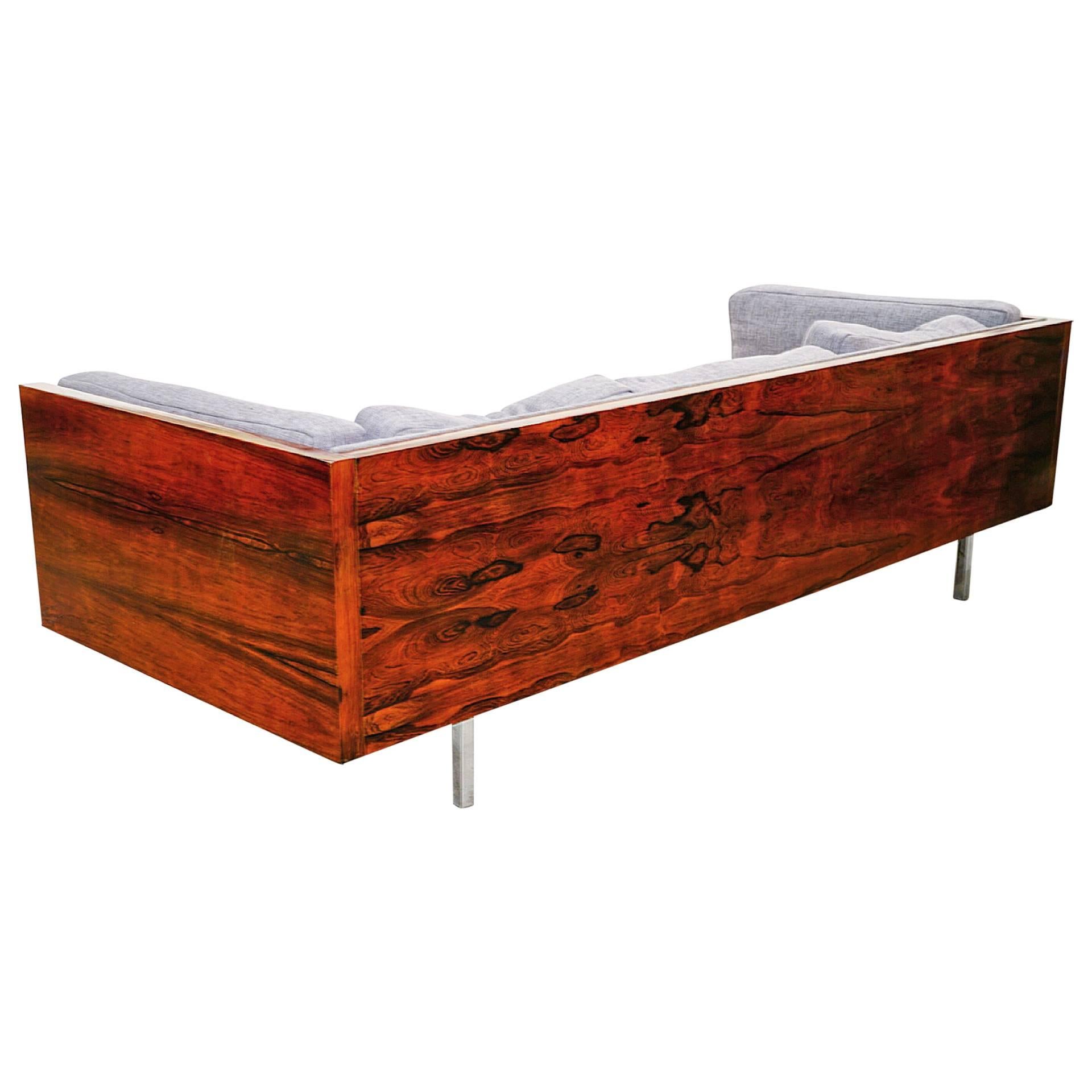 Rosewood Tuxedo Sofa by Milo Baughman for Thayer Coggin For Sale