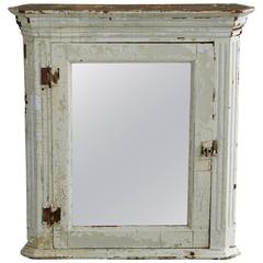 Hanging Corner Cabinet with Mirror and Weathered Patina 1