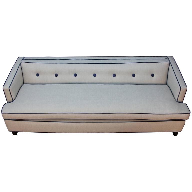 Newly Upholstered Velvet and Linen Sofa For Sale at 1stDibs