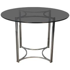 Retro Smoked Glass Top Thin Chrome Dinette Table
