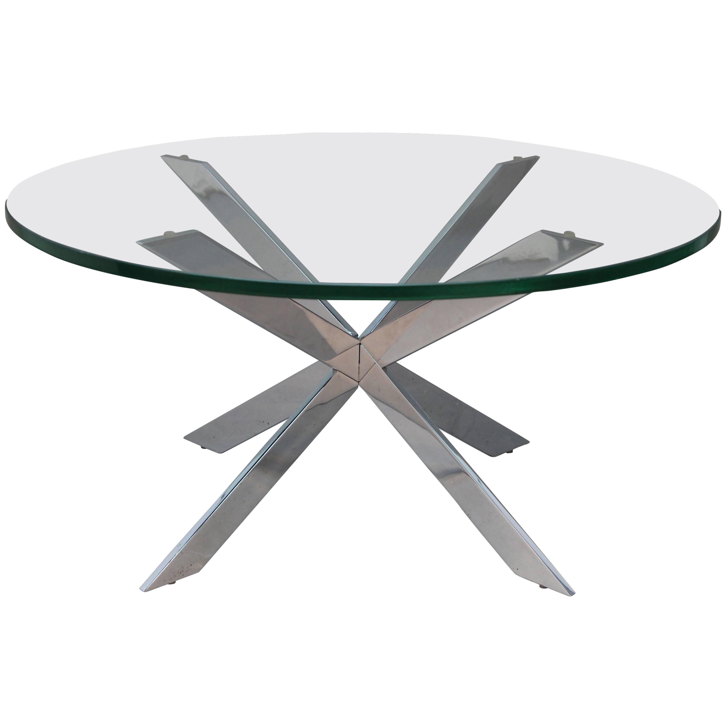 Leon Rosen for Pace Chrome Star X Base Coffee Table
