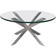 Retro Leon Rosen for Pace Chrome Star X Base Coffee Table