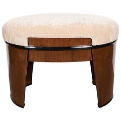Art Deco Streamlined Stool/Bench in the Style of Donald Deskey in Camel Mohair