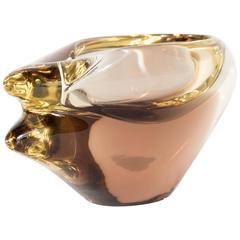 Gorgeous Murano Smoked Tobacco and Champagne Glass Sommerso Bowl