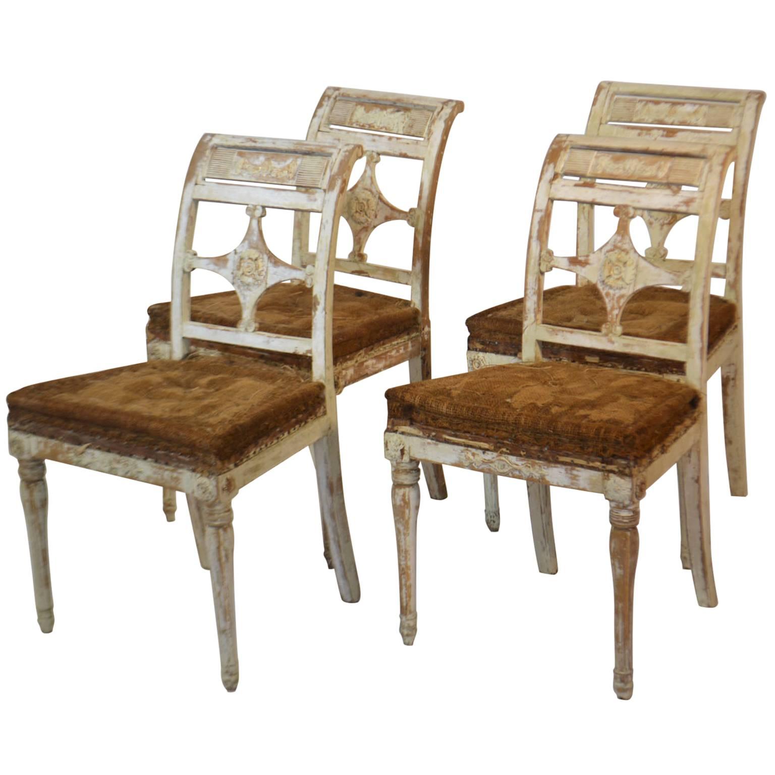 Four Painted Swedish Chairs