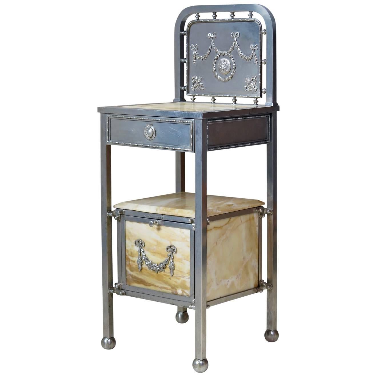 Metal and Marble Nightstand, Spain, circa 1930s