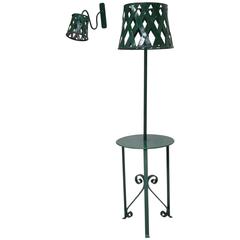 Green Painted Iron Floor Lamp and Four Sconces, France, 1950s 7
