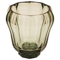 Art Deco Bohemian Crystal Glass Vase