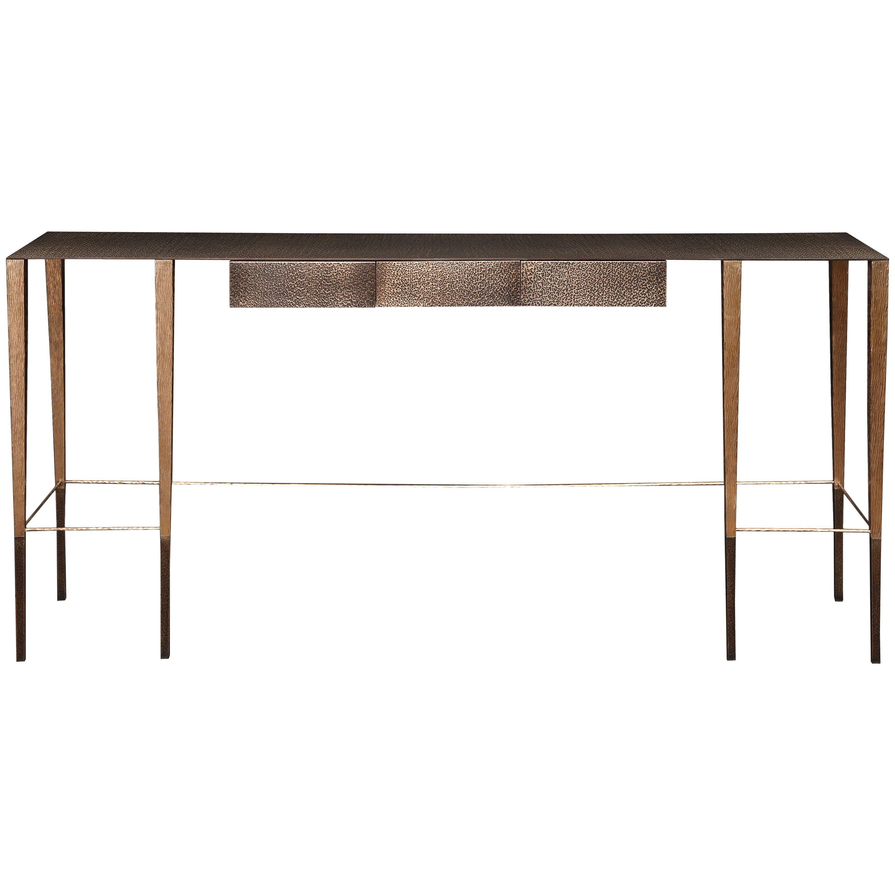 "Singha" Hand-Hammered Bronze Console Table by Aurelien Gallet For Sale