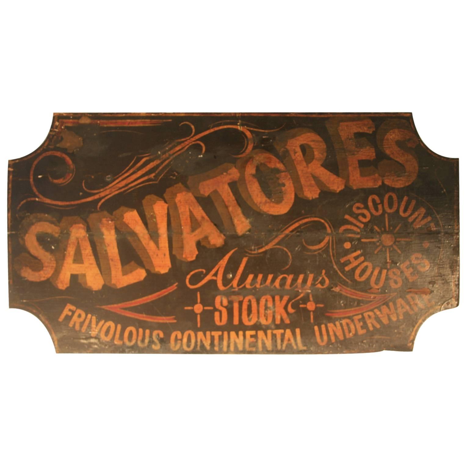 19th Century Clothing Advertising Wooden Sign