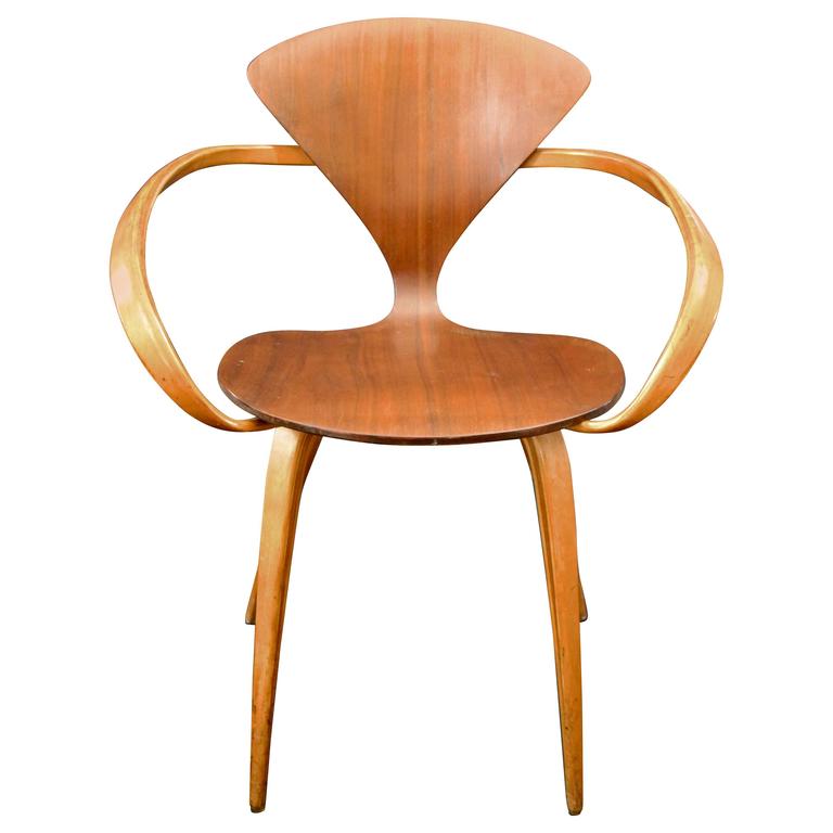 Midcentury Walnut and Beech Armchair by Cherner