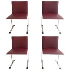 Set of Four Saporiti Chairs with Leather Seats 12