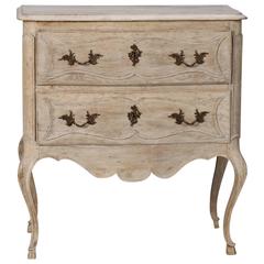 French Small Bleached Oak Chest with Scalloped Apron