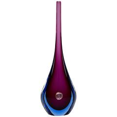 1950s Murano Glass Sommerso Single-Stem Vase Attributed to Flavio Poli