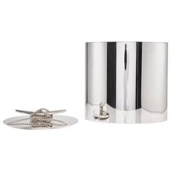 Stunning Modernist Silver Plated Ice Bucket with Lid Italian, circa 1960 2