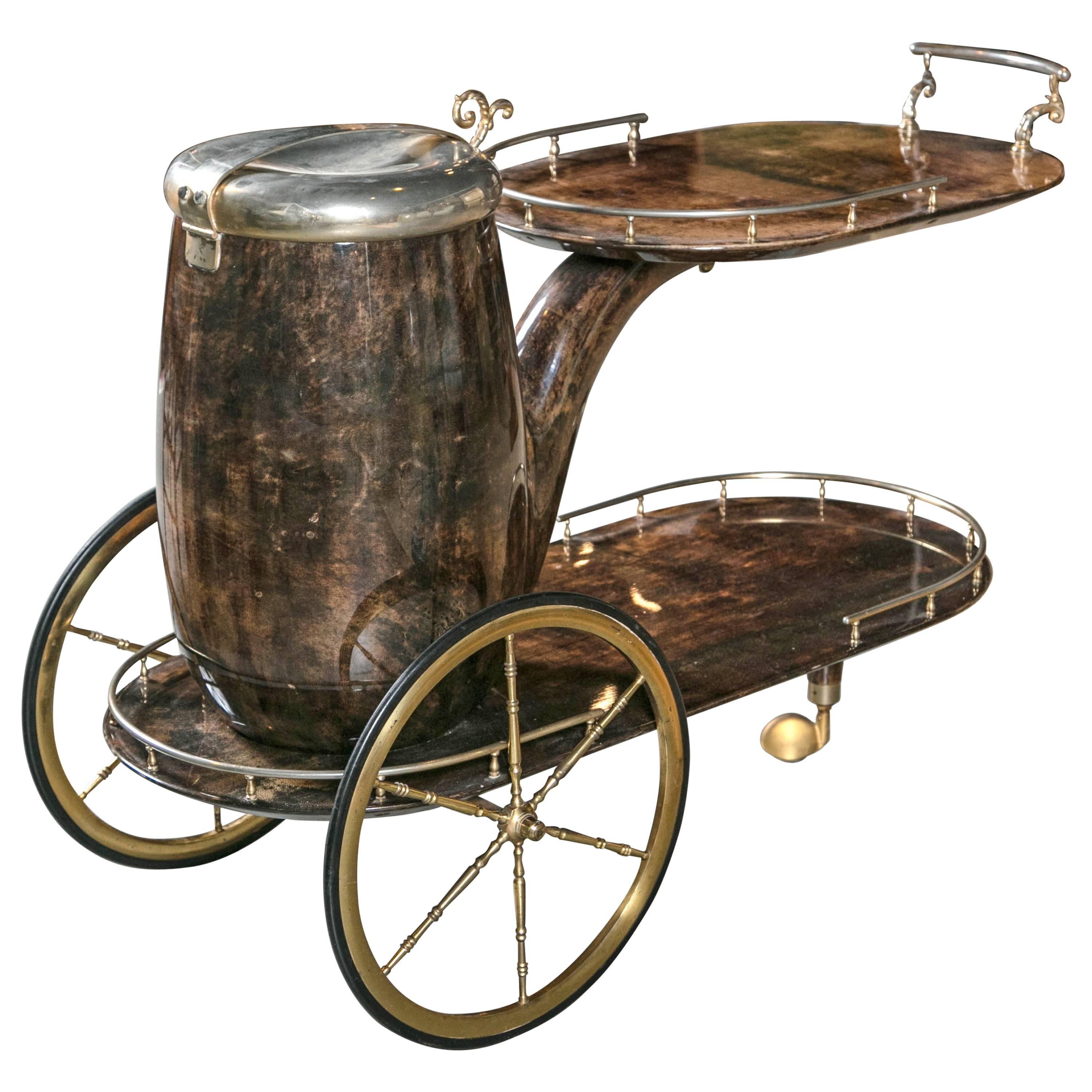 Aldo Tura Bar Cart For Sale